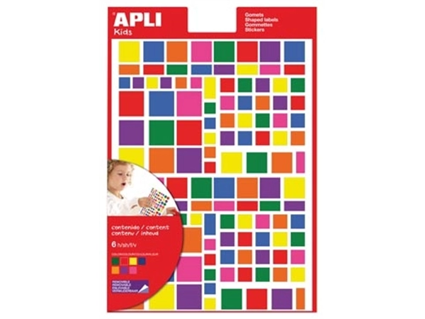 Een Apli Kids verwijderbare stickers, vierkant, blister met 756 stuks in geassorteerde kleuren en groottes koop je bij Muys Kantoor & Kado