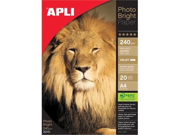 Een Apli fotopapier Photo Bright ft A4, 240 g, pak van 20 vel koop je bij Muys Kantoor & Kado