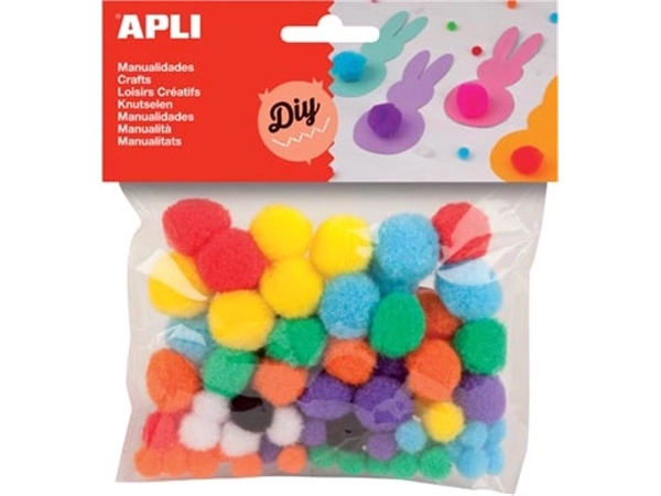 Een Apli pompons, zakje met 78 stuks in geassorteerde kleuren koop je bij best4office