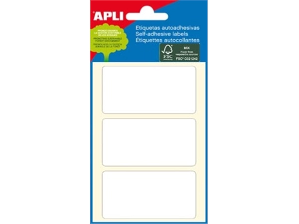 Een Apli witte etiketten ft 34 x 67 mm (b x h), 18 stuks, 3 per blad (2684) koop je bij best4office