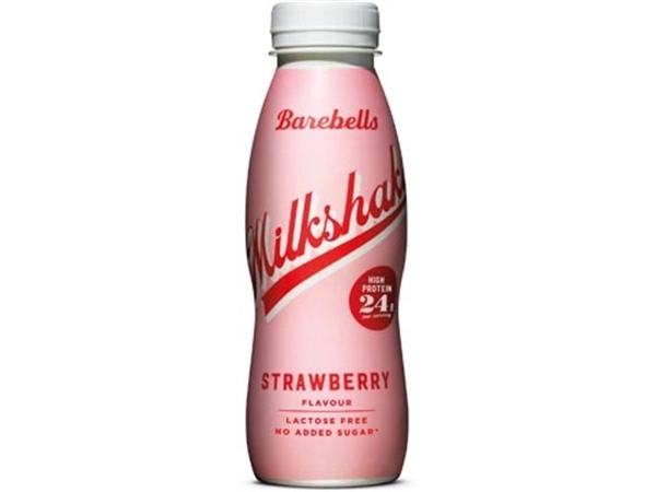 Een Barebells milkshake aardbei, 33 cl, pak van 8 koop je bij Muys Kantoor & Kado