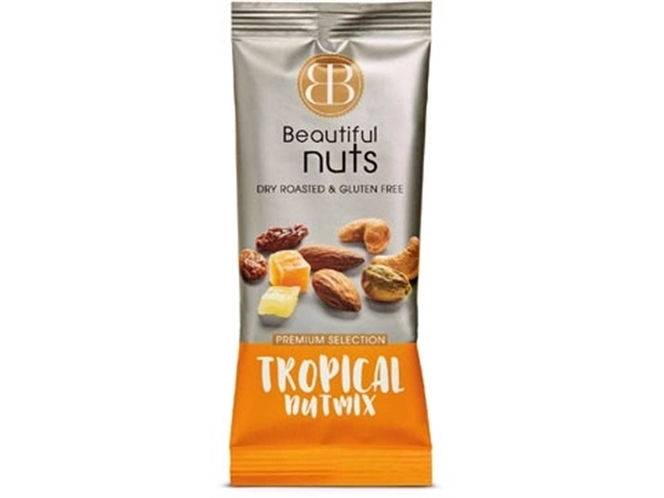 Een Beautiful Nuts noten, zakje van 50 g, Tropical Mix koop je bij Muys Kantoor & Kado