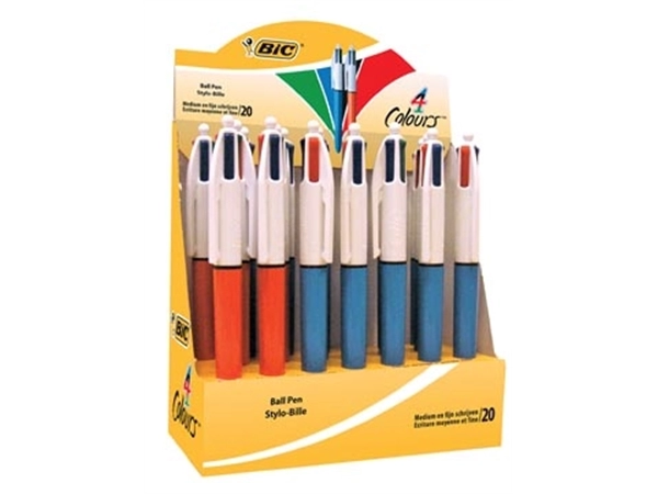 Een Bic 4 Colours Original 4-kleurenbalpen, fijn en medium, klassieke inktkleuren, doos van 20 stuks koop je bij Muys Kantoor & Kado