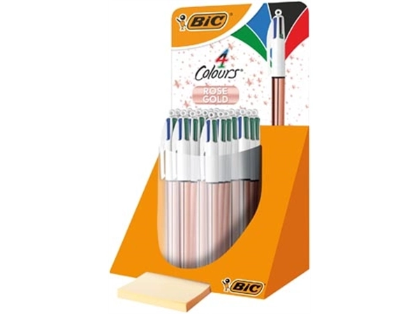 Een Bic Colours Rose Gold 4-kleurenbalpen, medium, klassieke inktkleuren, display van 20 stuks koop je bij best4office