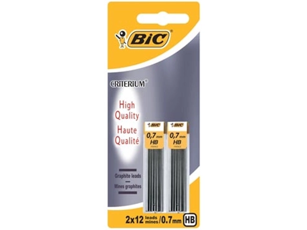 Een Bic Criterium potloodstiften, 0,7 mm, HB, blister van 2 etuis van 12 stuks koop je bij Muys Kantoor & Kado