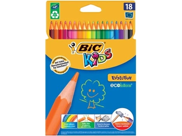 Een Bic Kids kleurpotlood Ecolutions Evolution, doos van 18 stuks koop je bij Muys Kantoor & Kado