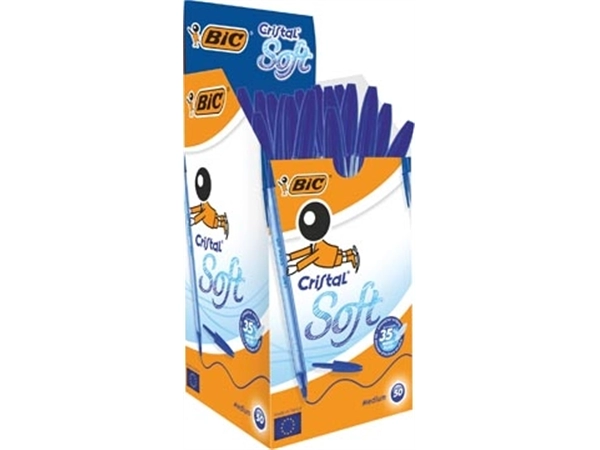 Een Bic balpen Cristal Soft, medium punt, pak van 50 stuks, blauw koop je bij Muys Kantoor & Kado