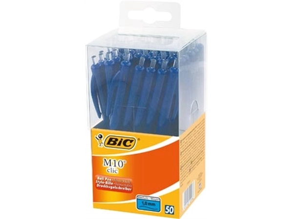 Een Bic balpen M10 Clic, doos met 50 stuks, blauw koop je bij best4office