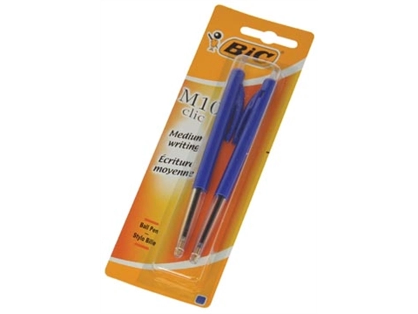 Een Bic balpen M10 Clic, medium punt, blauw, blister van 2 stuks koop je bij Muys Kantoor & Kado