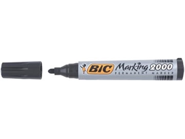 Een Bic permanent marker 2000-2300 zwart, schrijfbreedte 1,7 mm, ronde punt koop je bij Muys Kantoor & Kado