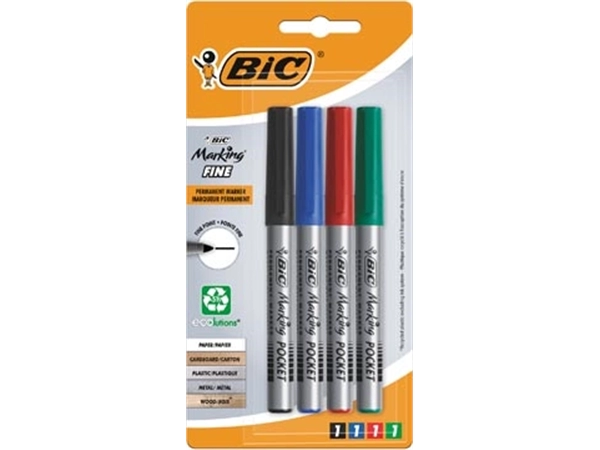 Een Bic permanent marker ECOlutions, schrijfbreedte 1,1 mm, fijne punt, geassorteerde kleuren koop je bij Muys Kantoor & Kado