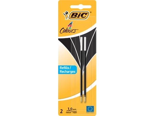 Een Bic vulling voor balpen 4 Colours Medium, blister met 2 stuks, zwart koop je bij Muys Kantoor & Kado