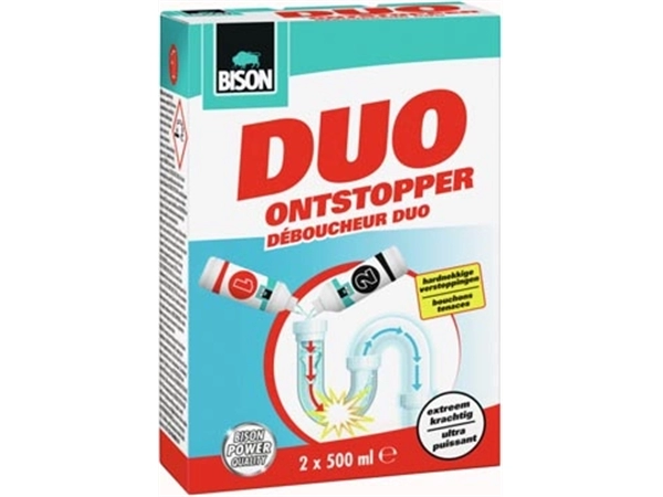 Een Bison Duo ontstopper, doos van 2 X 500 ml koop je bij Muys Kantoor & Kado