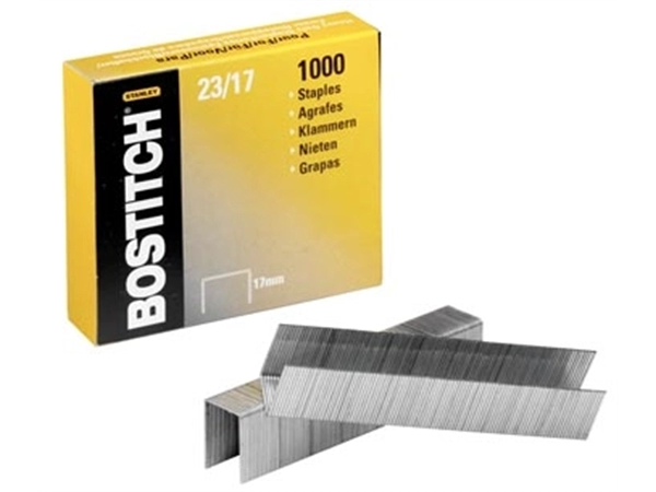 Een Bostitch nietjes 23-17-1M, 17 mm, verzinkt, voor 00540, HD-23L17, HD-12F koop je bij Muys Kantoor & Kado