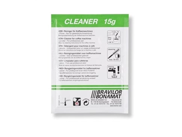 Een Bravilor Bonamat Cleaner, reinigingsmiddel voor filterkoffiezetapparaten, doos van 4 x 15 zakjes van 15 g koop je bij Muys Kantoor & Kado