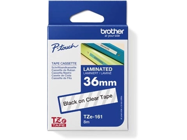 Een Brother TZe tape voor P-Touch 36 mm, zwart op transparant koop je bij best4office