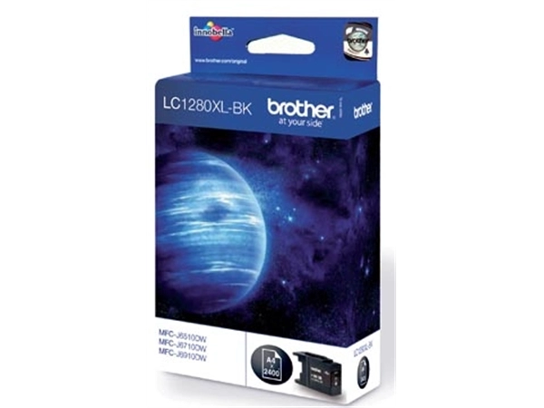 Een Brother inktcartridge, 2.400 pagina's, OEM LC-1280XLBK, zwart koop je bij best4office