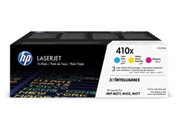 Een HP toner 410X, 5.000 pagina's, OEM CF252XM, cyaan, magenta en geel koop je bij best4office