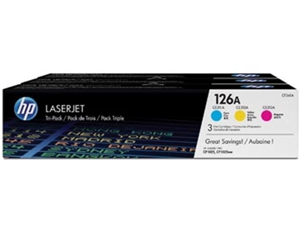 Een HP toner 126A, 1 000 pagina's, OEM CF341A, 3 kleuren koop je bij Muys Kantoor & Kado