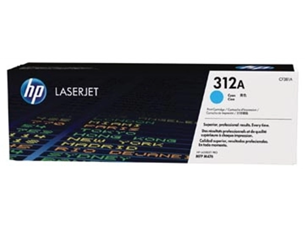 Een HP toner 312A, 2 700 pagina's, OEM CF381A, cyaan koop je bij Muys Kantoor & Kado