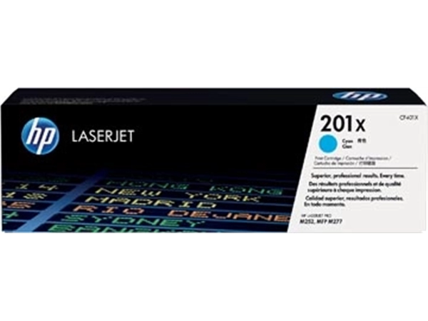 Een HP toner 201X, 2 300 pagina's, OEM CF401X, cyaan koop je bij Muys Kantoor & Kado