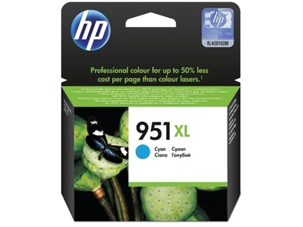 Een HP inktcartridge 951XL, 1.500 pagina's, OEM CN046AE, cyaan koop je bij best4office