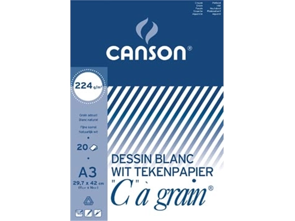 Een Canson tekenblok C à grain 224 g/m², ft 29,7 x 42 cm (A3) koop je bij Muys Kantoor & Kado