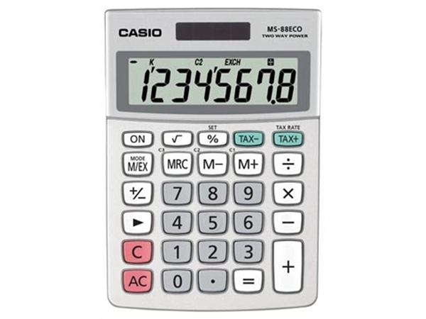 Een Casio bureaurekenmachine MS-88 ECO koop je bij best4office