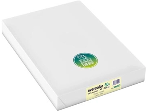 Een Clairefontaine Evercolor gekleurd gerecycleerd papier, A3, 80 g, 500 vel, geel koop je bij best4office