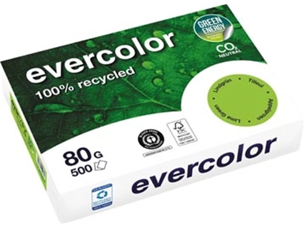 Een Clairefontaine Evercolor, gekleurd gerecycleerd papier, A4, 80 g, 500 vel, appelgroen koop je bij Muys Kantoor & Kado