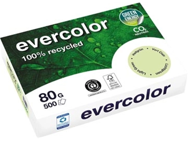 Een Clairefontaine Evercolor, gekleurd gerecycleerd papier, A4, 80 g, 500 vel, lichtgroen koop je bij Muys Kantoor & Kado