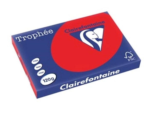 Een Clairefontaine Trophée Intens, gekleurd papier, A3, 120 g, 250 vel, koraalrood koop je bij best4office