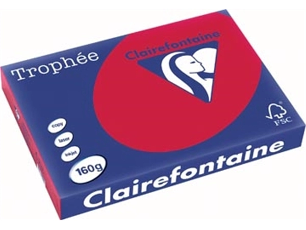 Een Clairefontaine Trophée Intens, gekleurd papier, A3, 160 g, 250 vel, kersenrood koop je bij best4office