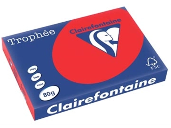 Een Clairefontaine Trophée Intens, gekleurd papier, A3, 80 g, 500 vel, koraalrood koop je bij Muys Kantoor & Kado