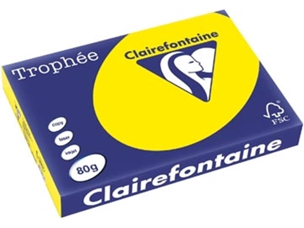 Een Clairefontaine Trophée Intens, gekleurd papier, A3, 80 g, 500 vel, zonnegeel koop je bij best4office