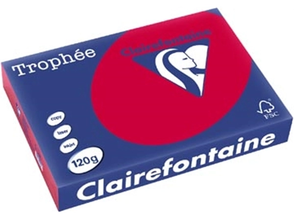 Een Clairefontaine Trophée Intens, gekleurd papier, A4, 120 g, 250 vel, kersenrood koop je bij best4office