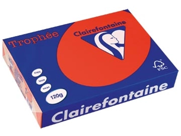 Een Clairefontaine Trophée Intens, gekleurd papier, A4, 120 g, 250 vel, koraalrood koop je bij best4office