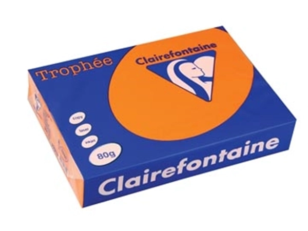 Een Clairefontaine Trophée Intens, gekleurd papier, A4, 80 g, 500 vel, feloranje koop je bij best4office