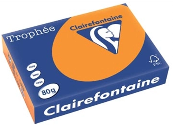 Een Clairefontaine Trophée Intens, gekleurd papier, A4, 80 g, 500 vel, fluo oranje koop je bij best4office