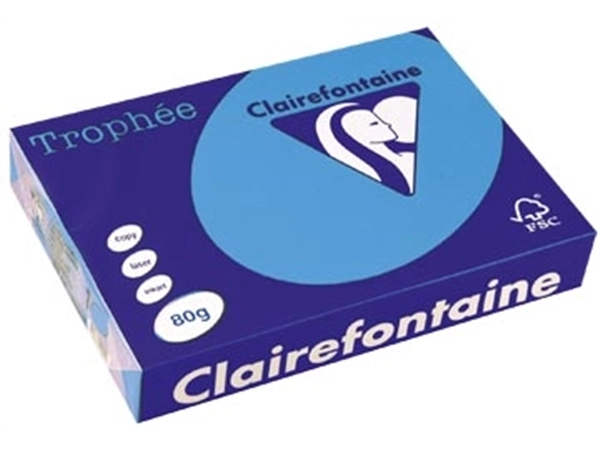 Een Clairefontaine Trophée Intens, gekleurd papier, A4, 80 g, 500 vel, koningsblauw koop je bij best4office