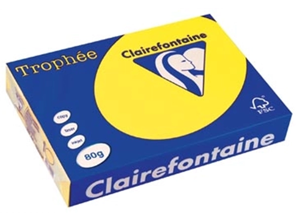 Een Clairefontaine Trophée Intens, gekleurd papier, A4, 80 g, 500 vel, zonnegeel koop je bij Muys Kantoor & Kado