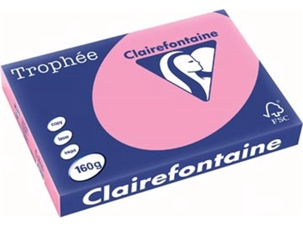 Een Clairefontaine Trophée Pastel, gekleurd papier, A3, 160 g, 250 vel, felroze koop je bij best4office