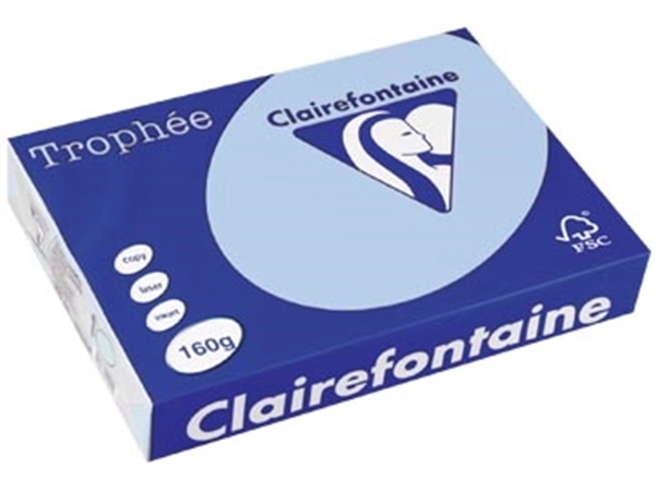 Een Clairefontaine Trophée Pastel, gekleurd papier, A4, 160 g, 250 vel, blauw koop je bij best4office