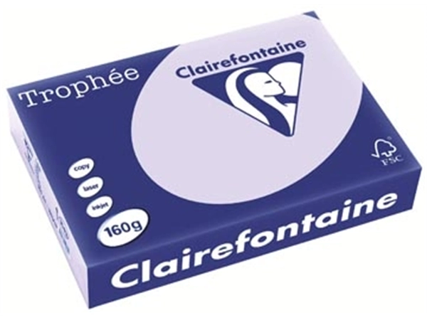 Een Clairefontaine Trophée Pastel, gekleurd papier, A4, 160 g, 250 vel, lila koop je bij best4office