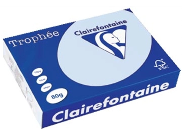 Een Clairefontaine Trophée gekleurd papier, A4, 80 g, 500 vel, azuurblauw koop je bij best4office