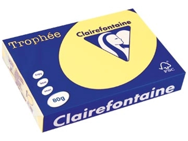 Een Clairefontaine Trophée gekleurd papier, A4, 80 g, 500 vel, citroengeel koop je bij Muys Kantoor & Kado