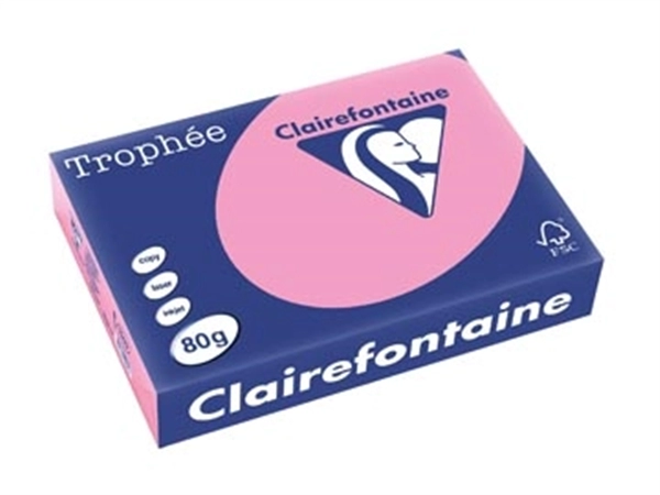 Een Clairefontaine Trophée gekleurd papier, A4, 80 g, 500 vel, felroze koop je bij best4office