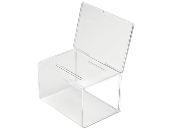 Een Deflecto ideeënbus met folderhouder, ft 20,5 x 13,5 x 16,5 cm koop je bij best4office