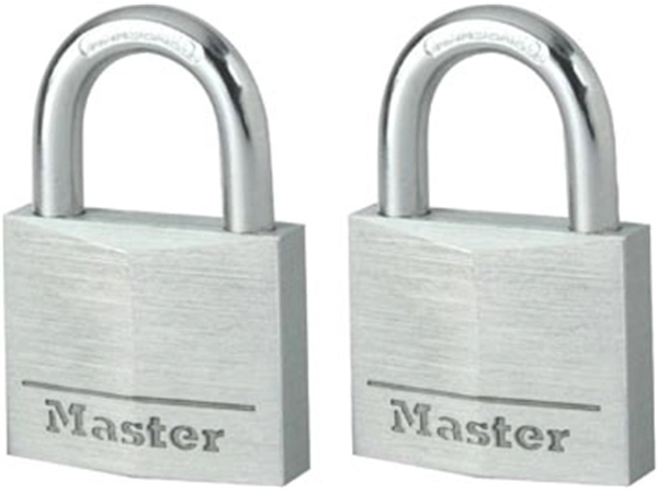 Een De Raat Master Lock hangslot met sleutelslot, model 9130EURT, pak van 2 stuks koop je bij Muys Kantoor & Kado