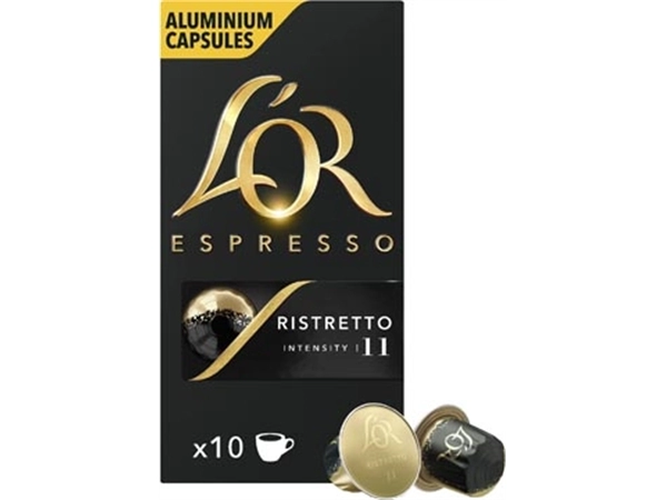 Een Douwe Egberts L'Or Intensity koffiecapsules, Ristretto, pak van 10 stuks koop je bij Muys Kantoor & Kado